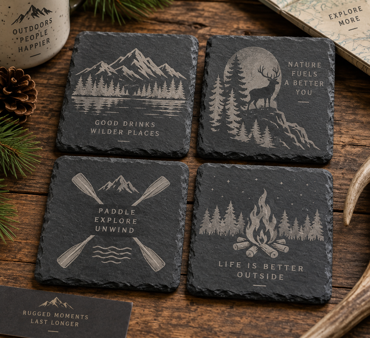 Slate Coaster 4pk (Square)