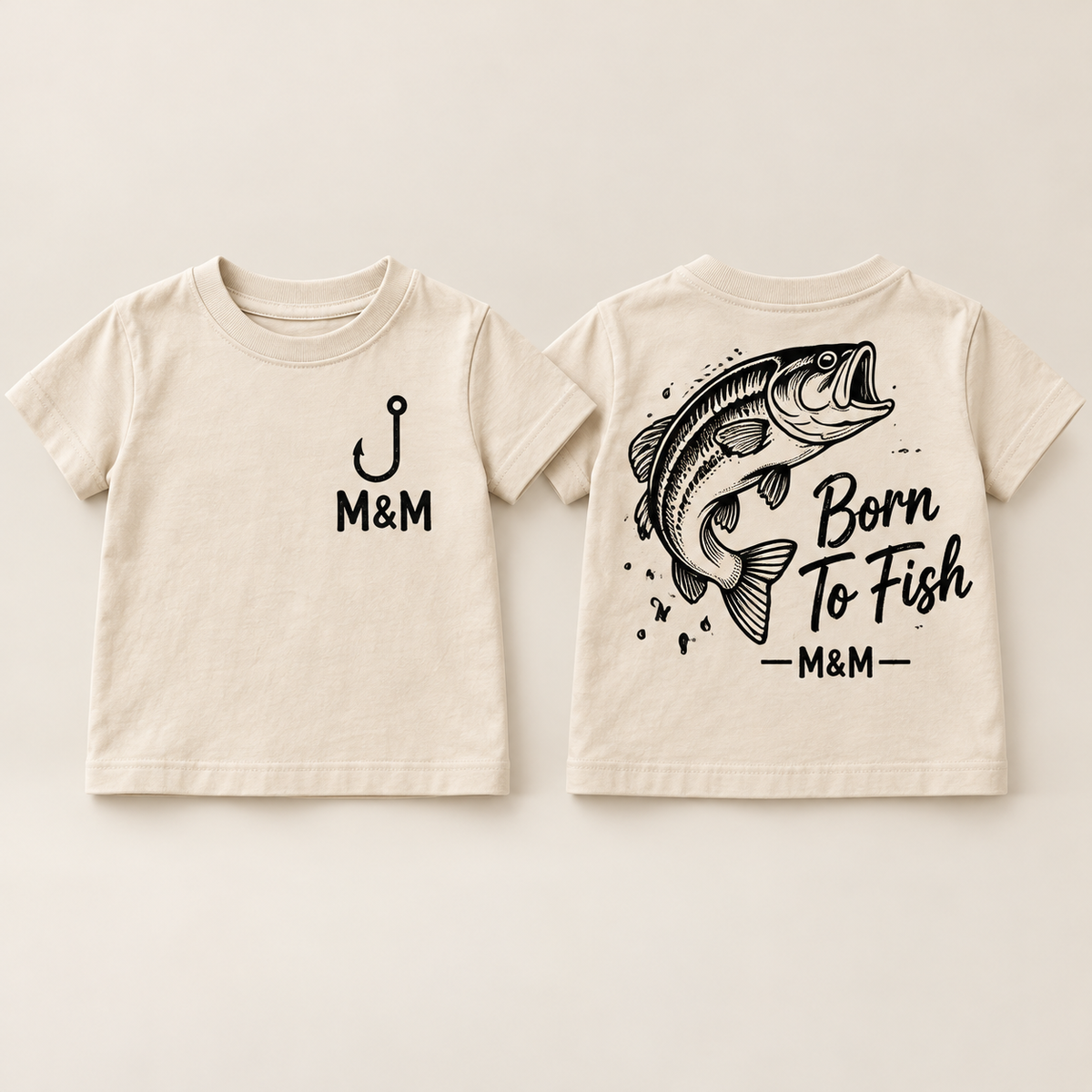 Born to Fish toddler tee front and back