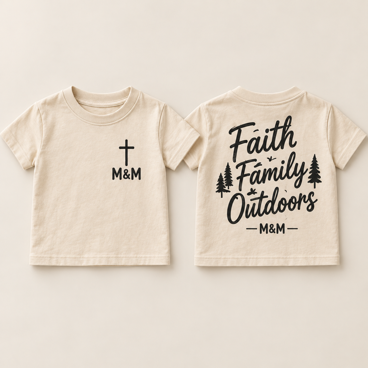 Faith Family Outdoors toddler tee front and back