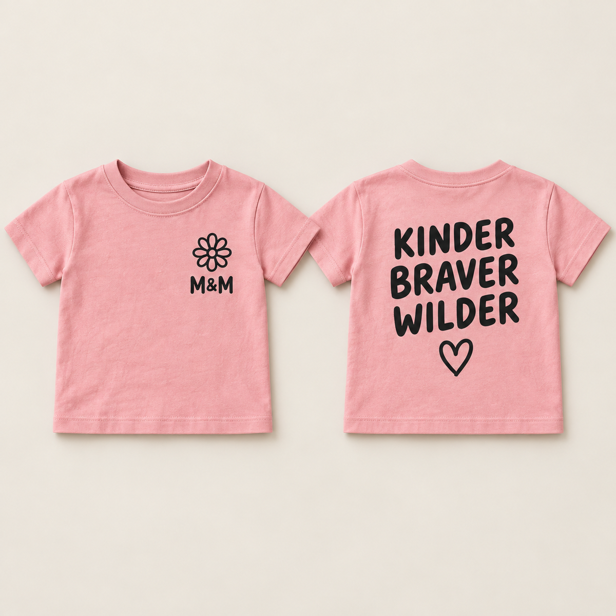Kinder Braver Wilder toddler tee front and back