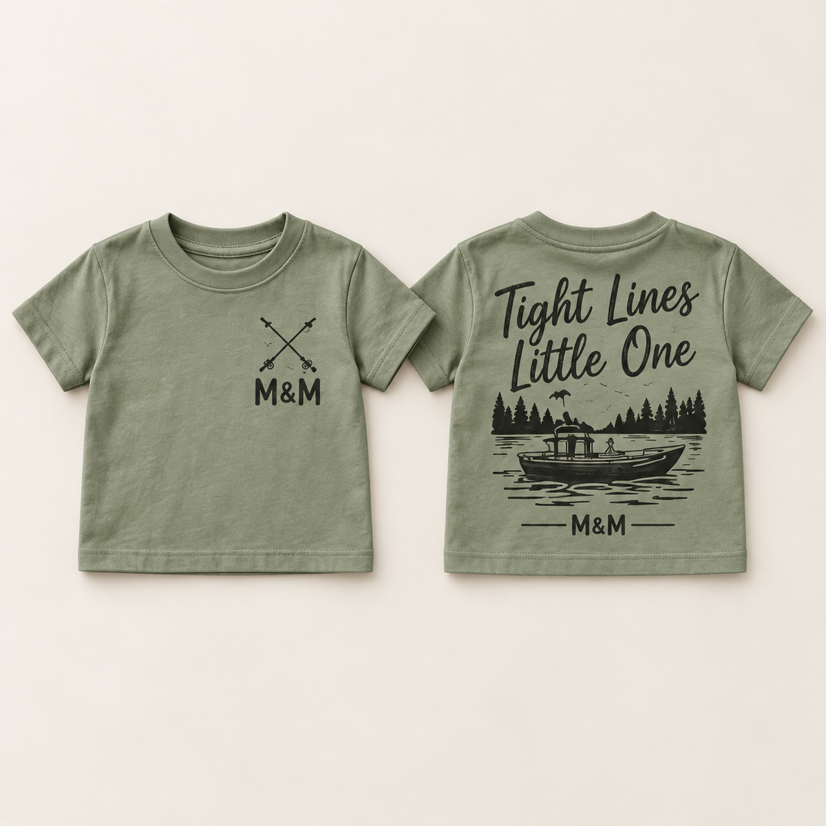 Tight Lines Little One toddler tee front and back